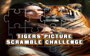 Tigers Picture Scramble Challenge: Tile Sliding Puzzle Online Game